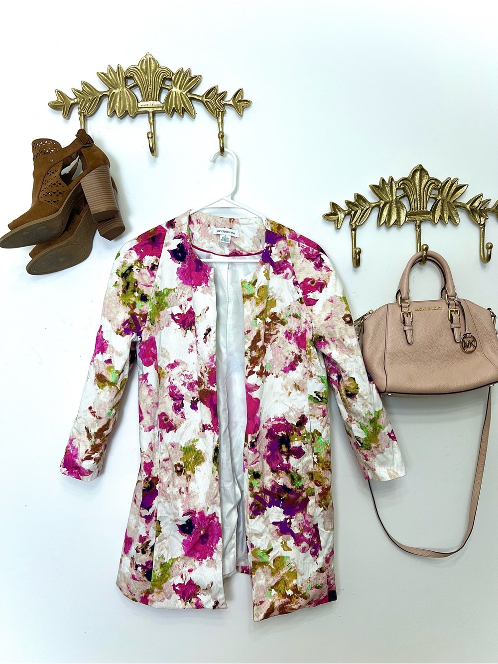 Floral chic blazer cardigan S ptp 20” l 33”